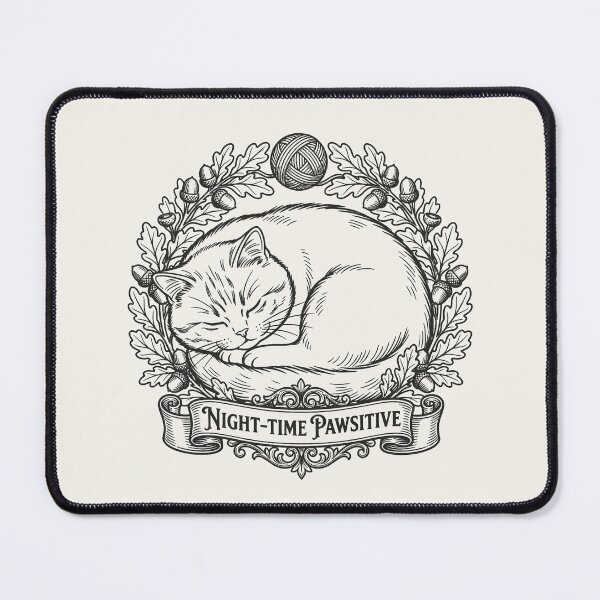 Item preview, Sleeping Curled Cat with Floral Wreath - Black Line Art designed and sold by sxtfejvseyn.