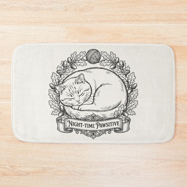 Item preview, Sleeping Curled Cat with Floral Wreath - Black Line Art designed and sold by sxtfejvseyn.