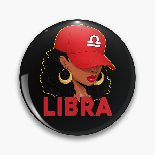 Item preview, Libra Zodiac Black Woman Red Cap Astrology Fashion Illustration designed and sold by MaxGraphicShirt.