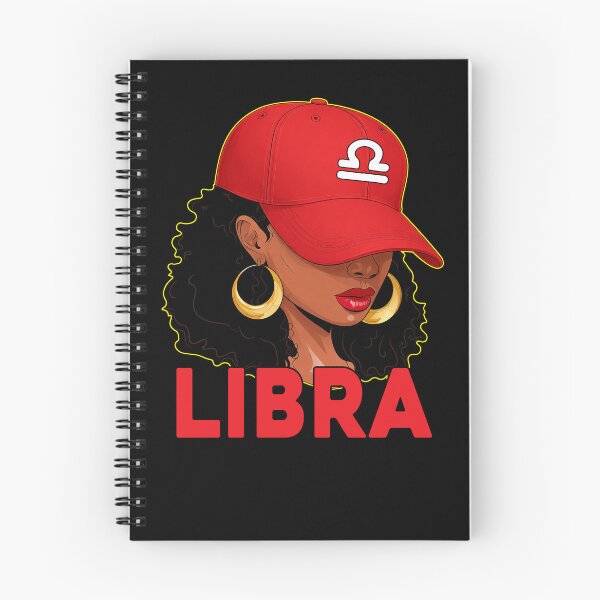 Item preview, Libra Zodiac Black Woman Red Cap Astrology Fashion Illustration designed and sold by MaxGraphicShirt.