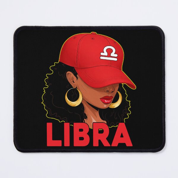 Item preview, Libra Zodiac Black Woman Red Cap Astrology Fashion Illustration designed and sold by MaxGraphicShirt.