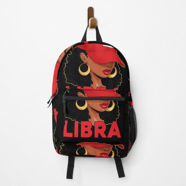 Item preview, Libra Zodiac Black Woman Red Cap Astrology Fashion Illustration designed and sold by MaxGraphicShirt.