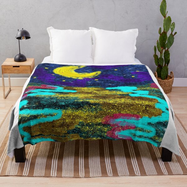 Item preview, Golden Moon Abstract Psychedelic Night Sky Cosmic Print designed and sold by sawsan-art.