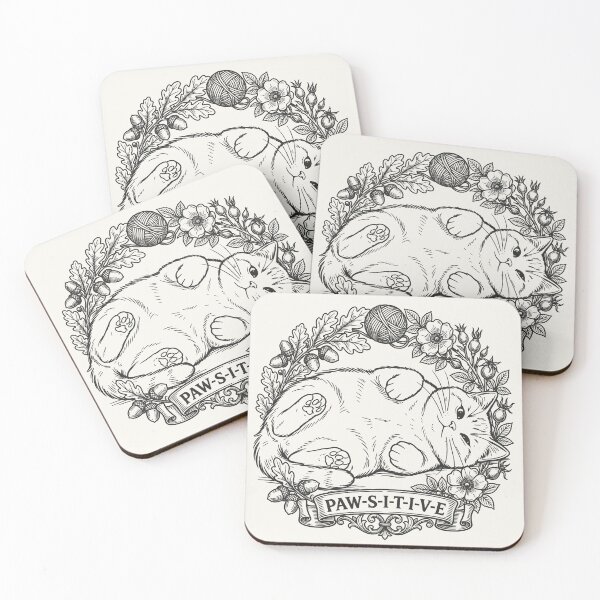 Item preview, Lying Cat with Floral Wreath - Black Line Art designed and sold by sxtfejvseyn.