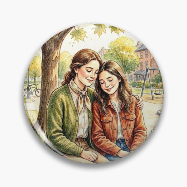 Item preview, Mother and Daughter Sharing a Tender Moment in the Park in Autumn designed and sold by FunnyfrenchDs.