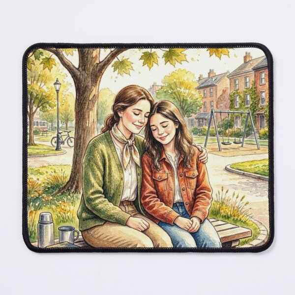 Item preview, Mother and Daughter Sharing a Tender Moment in the Park in Autumn designed and sold by FunnyfrenchDs.