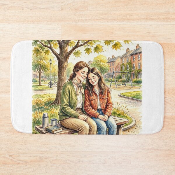Item preview, Mother and Daughter Sharing a Tender Moment in the Park in Autumn designed and sold by FunnyfrenchDs.