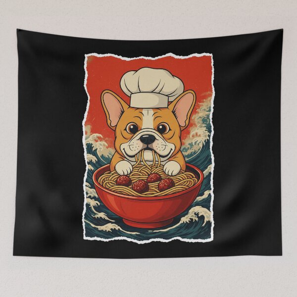 Item preview, Funny Corgi Chef Noodle Bowl With Retro Ocean Wave Style designed and sold by JordynLadukeg65.