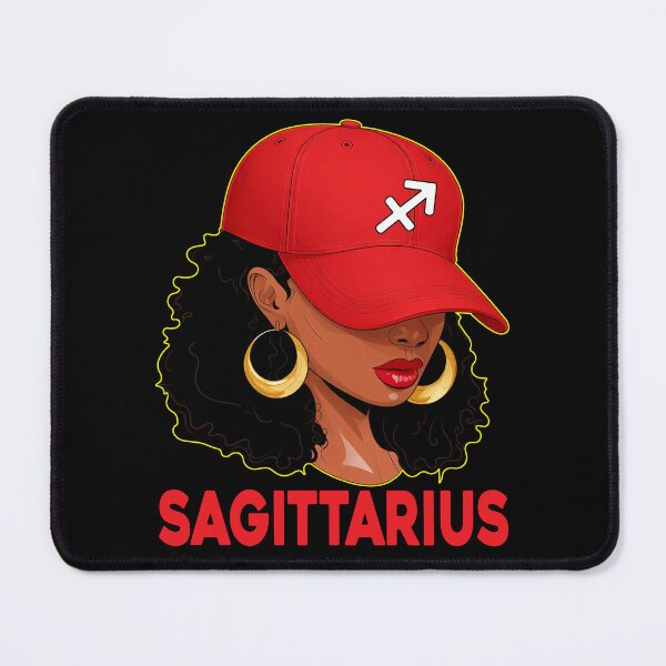 Item preview, Sagittarius Zodiac Black Woman Red Cap Astrology Fashion Design designed and sold by MaxGraphicShirt.
