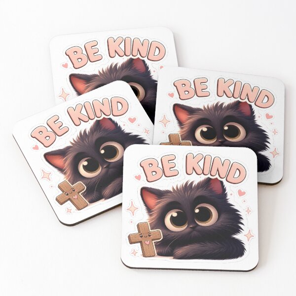 Item preview, Stained Glass Black Cat with BE KIND Balloon Cross Art designed and sold by Arbacus.