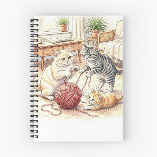 Item preview, Cats Playing with a Ball of Yarn - Cozy and Cute Illustration designed and sold by FunnyfrenchDs.