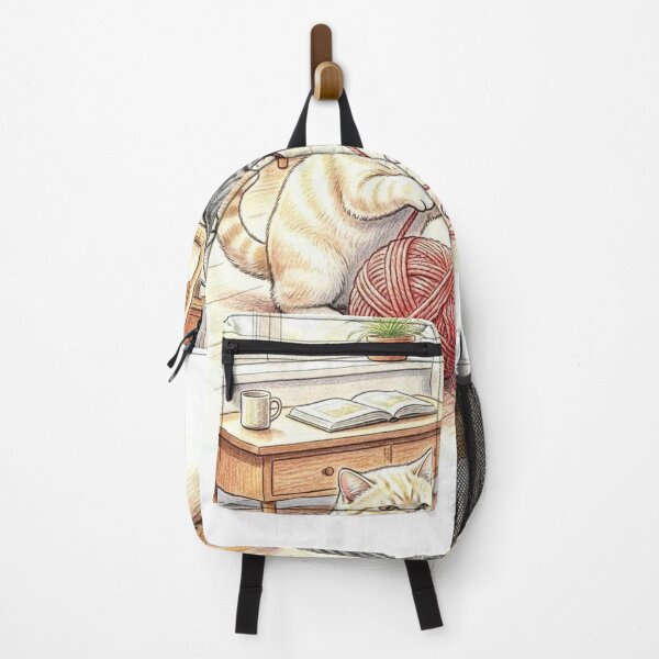 Item preview, Cats Playing with a Ball of Yarn - Cozy and Cute Illustration designed and sold by FunnyfrenchDs.