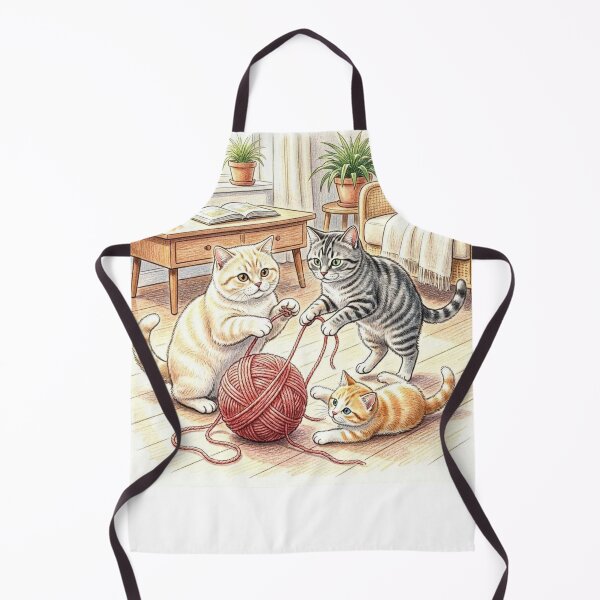 Item preview, Cats Playing with a Ball of Yarn - Cozy and Cute Illustration designed and sold by FunnyfrenchDs.