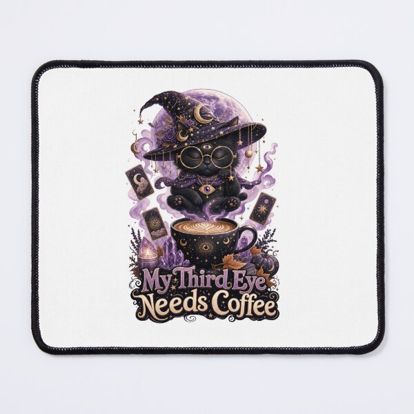 Item preview, My Third Eye Needs Coffee Witch Cat designed and sold by Ashley critters.
