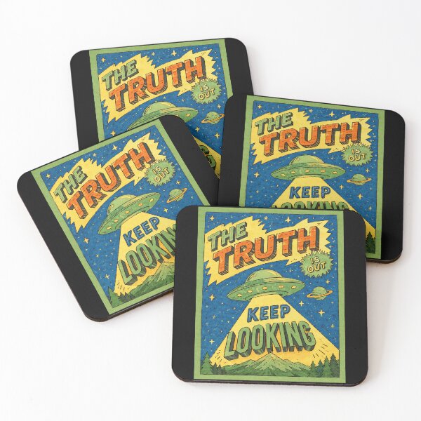 Item preview, Retro UFO Poster Art With Cosmic Truth And Keep Looking designed and sold by ferminhays.