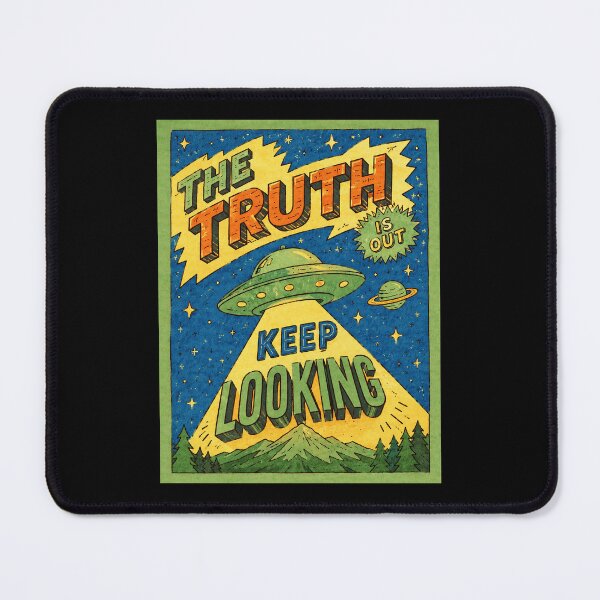 Item preview, Retro UFO Poster Art With Cosmic Truth And Keep Looking designed and sold by ferminhays.