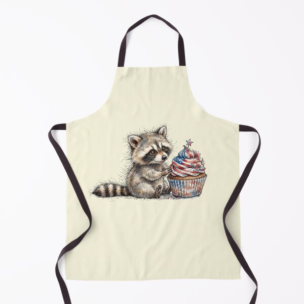 Item preview, Cute Watercolor Raccoon with USA Patriotic Cupcake Art designed and sold by BreezifyDesignStudio.