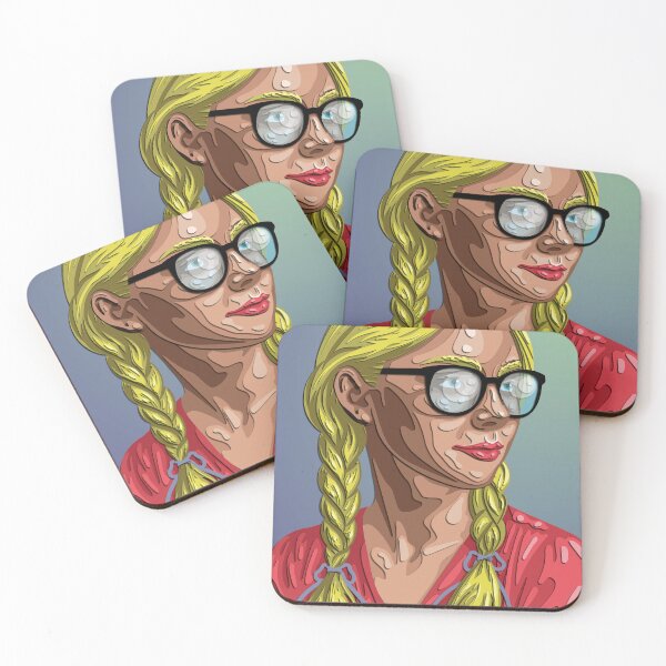 Item preview, Girl with Braids and Glasses - Pop Art Vector Illustration - Geek Poster designed and sold by Keltoi-art.