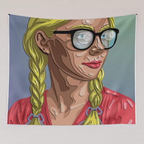 Item preview, Girl with Braids and Glasses - Pop Art Vector Illustration - Geek Poster designed and sold by Keltoi-art.
