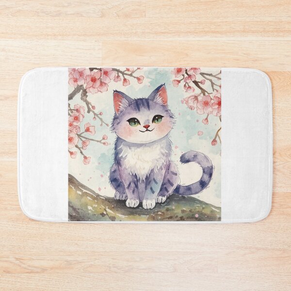 Item preview, Cute Sakura Cat Watercolor – Cherry Blossom Kitten Japanese Spring Art designed and sold by kaxymax.