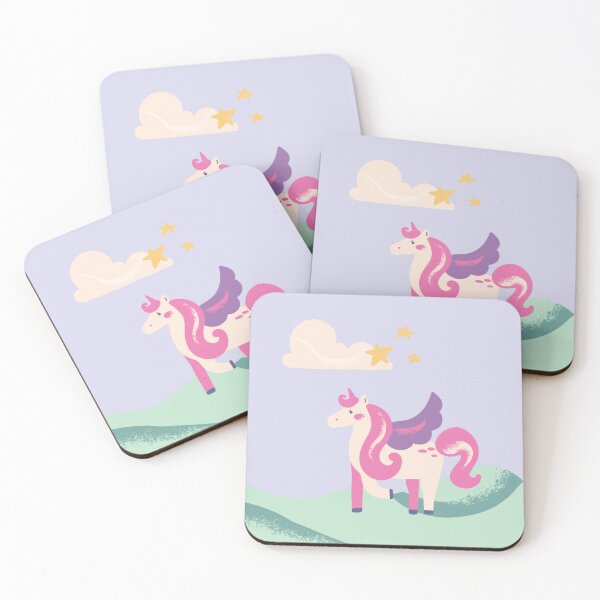 Item preview, Magical Pink Unicorn Under Starry Clouds - Cute Pastel Fantasy Art designed and sold by Yasmine Mohammed.
