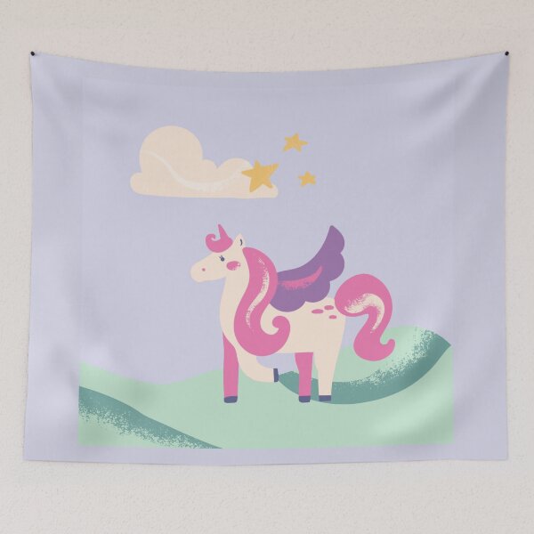 Item preview, Magical Pink Unicorn Under Starry Clouds - Cute Pastel Fantasy Art designed and sold by Yasmine Mohammed.