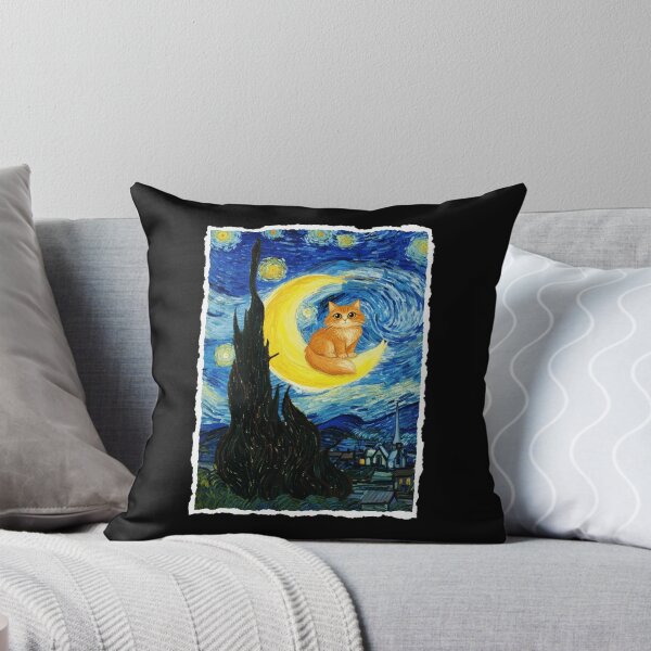 Item preview, Orange Cat Resting on Crescent Moon in Swirling Night Sky designed and sold by JordynLadukeg65.