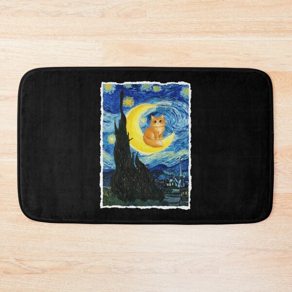Item preview, Orange Cat Resting on Crescent Moon in Swirling Night Sky designed and sold by JordynLadukeg65.