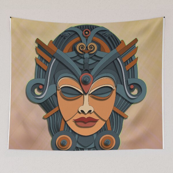 Item preview, Futuristic Tribal Mask - Layered Vector Illustration - Cyber Ethnic Poster designed and sold by Keltoi-art.