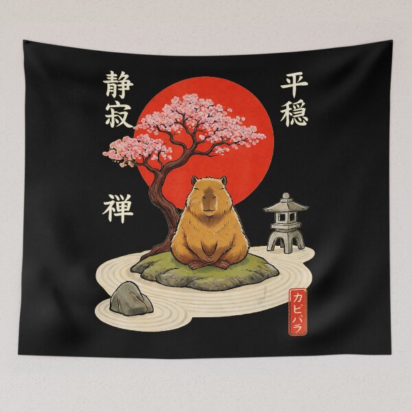 Item preview, Cute Zen Capybara in Japanese Garden Meditation and Calm Retreat designed and sold by titanlevi.