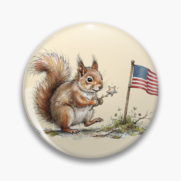 Item preview, Cute Watercolor Squirrel with Star Wand and American Flag designed and sold by BreezifyDesignStudio.