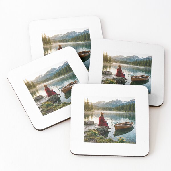 Item preview, Peaceful Reading by a Mountain Lake with a Swan designed and sold by FunnyfrenchDs.