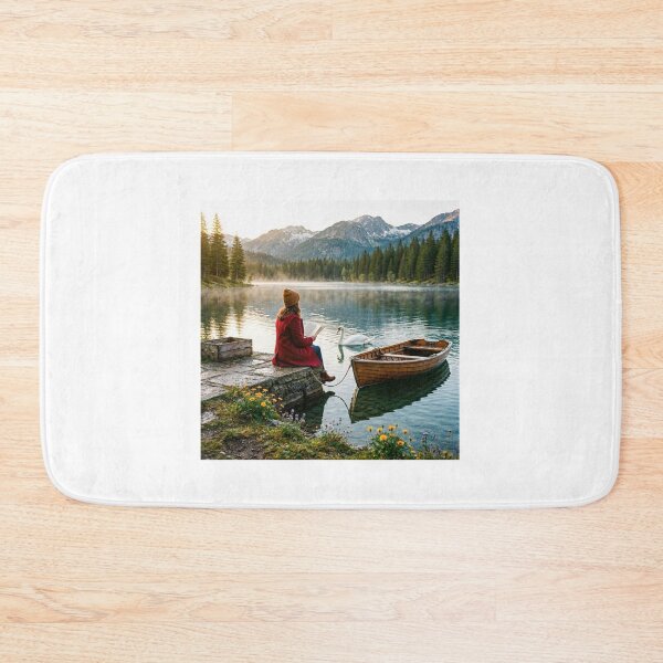Item preview, Peaceful Reading by a Mountain Lake with a Swan designed and sold by FunnyfrenchDs.