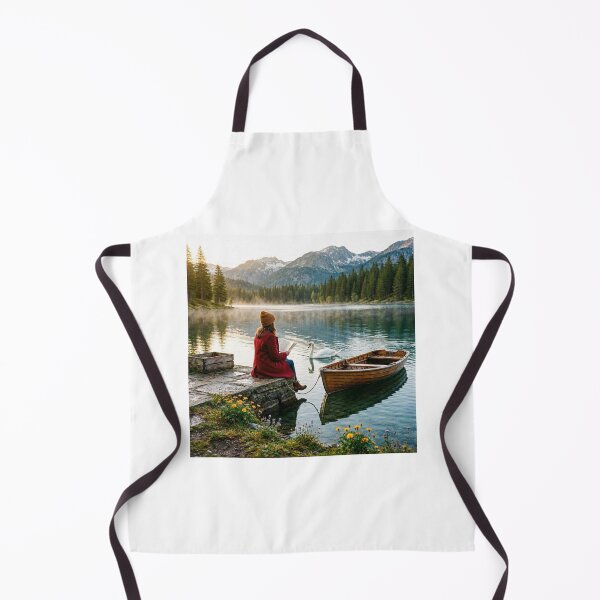 Item preview, Peaceful Reading by a Mountain Lake with a Swan designed and sold by FunnyfrenchDs.