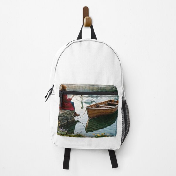 Item preview, Peaceful Reading by a Mountain Lake with a Swan designed and sold by FunnyfrenchDs.