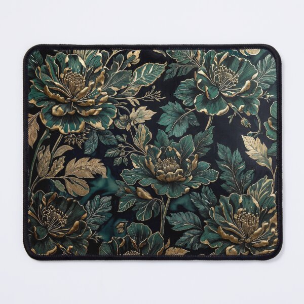 Item preview, Dark Green and Gold Floral Pattern designed and sold by IntelliMindDesigns.