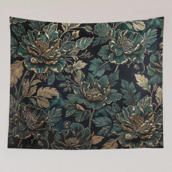 Item preview, Dark Green and Gold Floral Pattern designed and sold by IntelliMindDesigns.