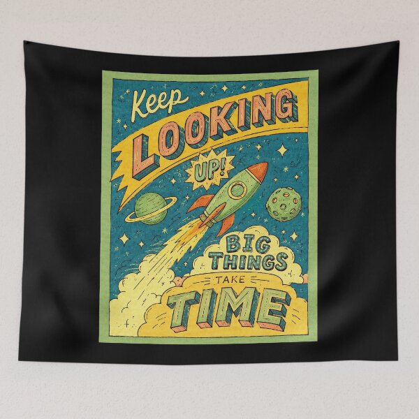 Item preview, Keep Looking Up Retro Space Rocket Motivation Vintage designed and sold by ferminhays.