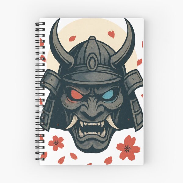 Item preview, Oni Samurai Mask with Sakura Petals – Japanese Yokai Warrior Demon Helmet Art designed and sold by kaxymax.