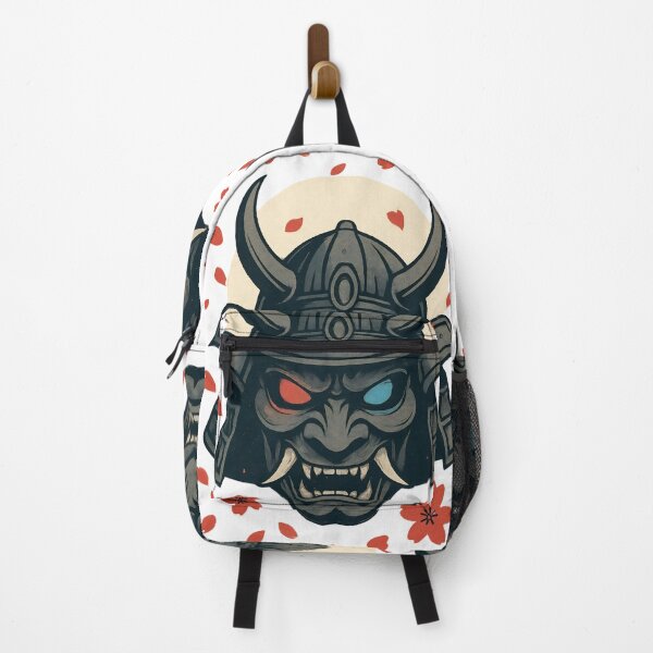 Item preview, Oni Samurai Mask with Sakura Petals – Japanese Yokai Warrior Demon Helmet Art designed and sold by kaxymax.