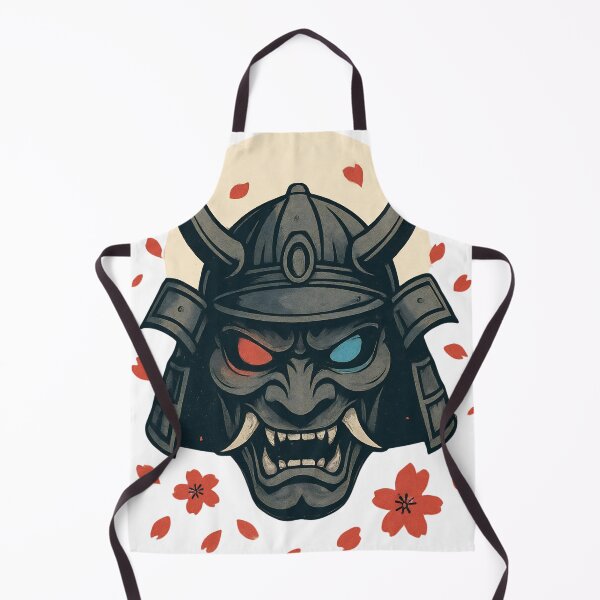 Item preview, Oni Samurai Mask with Sakura Petals – Japanese Yokai Warrior Demon Helmet Art designed and sold by kaxymax.