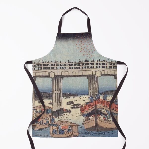 Item preview, Hiroshige: Fireworks at Ryogoku Bridge - Vintage Ukiyo-e Print designed and sold by vekotpu.