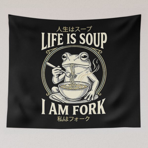 Item preview, Funny Frog Ramen Life Is Soup I Am Fork Japanese Style designed and sold by titanlevi.