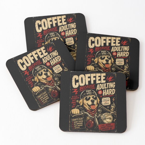 Item preview, Funny Coffee Dog Biker Vintage Caffeine Chaos Adulting designed and sold by Modaozushi216.