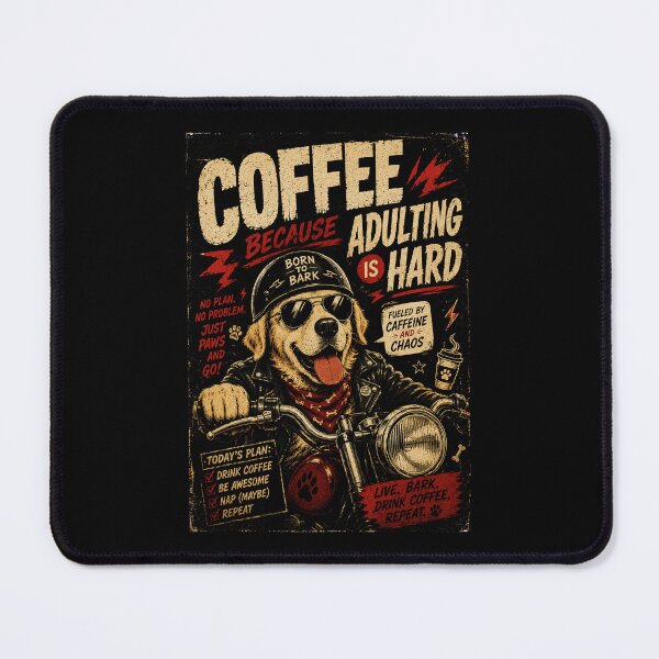 Item preview, Funny Coffee Dog Biker Vintage Caffeine Chaos Adulting designed and sold by Modaozushi216.