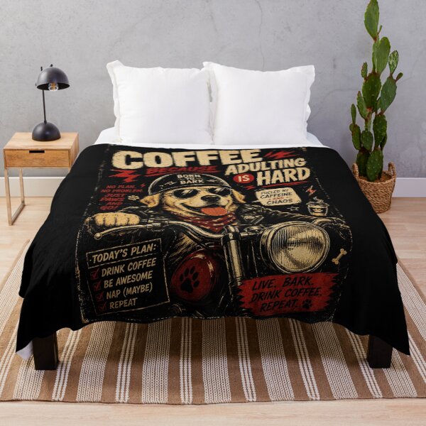 Item preview, Funny Coffee Dog Biker Vintage Caffeine Chaos Adulting designed and sold by Modaozushi216.