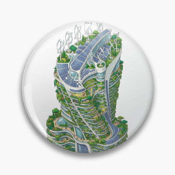 Item preview, Solarpunk Overgrown City Architecture Eco Utopian Future designed and sold by PictoVibe.