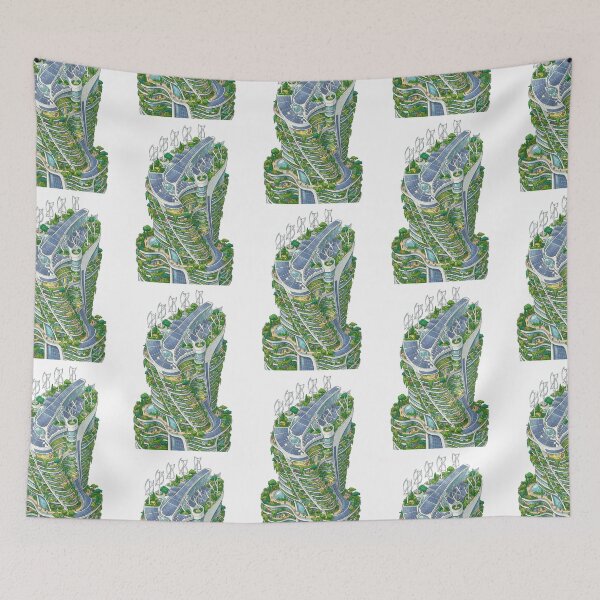 Item preview, Solarpunk Overgrown City Architecture Eco Utopian Future designed and sold by PictoVibe.