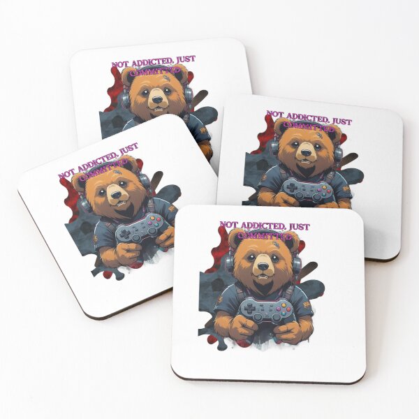 Item preview, Not Addicted Just Committed Funny Gamer Bear designed and sold by Animalloveus.