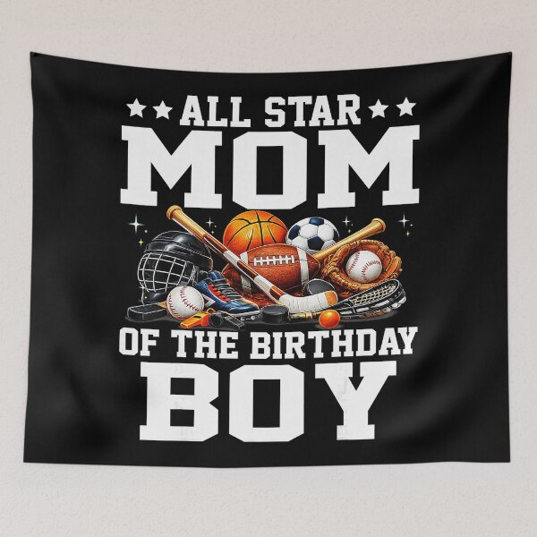Item preview, Proud Sports Mom Birthday Boy Celebration Basketball and Soccer designed and sold by allistermariam.
